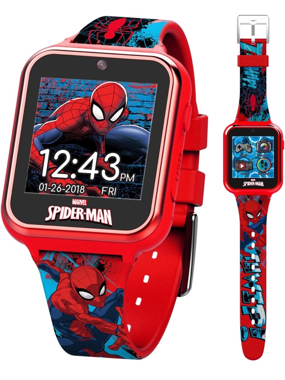 Spiderman Red and Blue Kids Interactive watch with Graphic Band